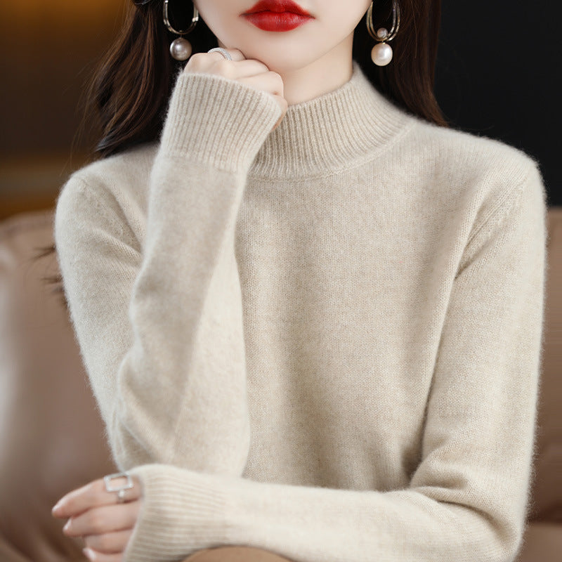 🔥Φθινοπωρινό και χειμωνιάτικο στυλ🔥Πλεκτό πουλόβερ με μισό ζιβάγκο και μακριά μανίκια, ευέλικτο