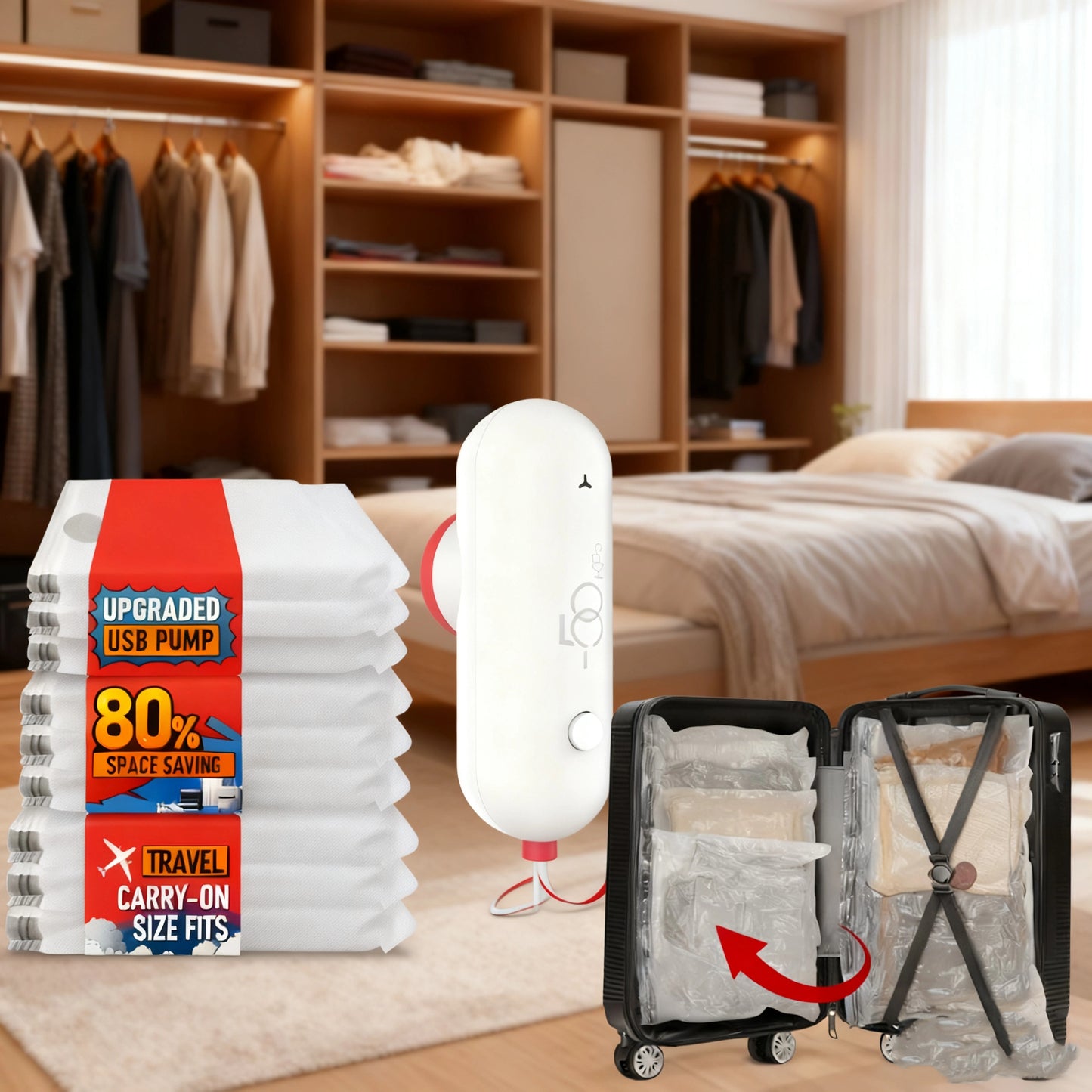 📦 50% έκπτωση! 🔥 Ηλεκτρικές σακούλες κενού αέρος USB, εξοικονομήστε 80% χώρο, επαναχρησιμοποιήσιμες ✈️