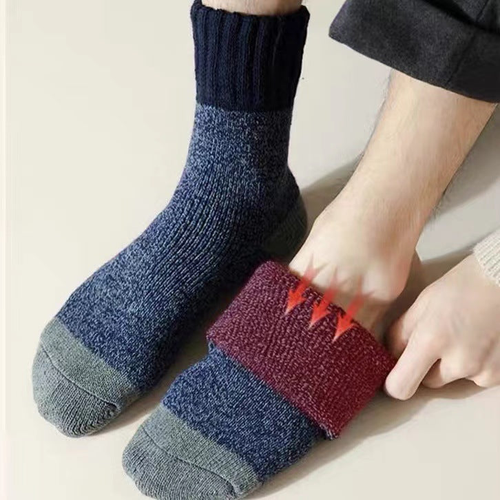 🧦🧦【10 ζευγάρια】🐑Πυκνό μαλλί! 🔥😎Μάλλινες κάλτσες Ανδρικές χειμωνιάτικες κάλτσες με βελούδο και έξτρα χοντρές ζεστές κάλτσες μεσαίου σωλήνα Ανδρικές κάλτσες