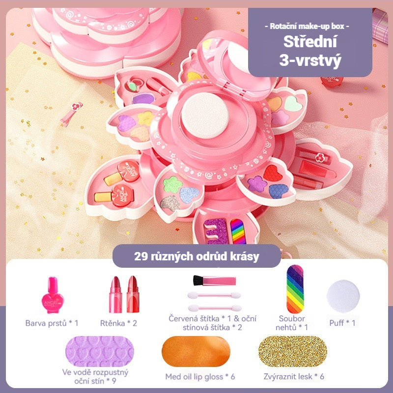 👸💄🎁🔥🔥Παιδικό περιστρεφόμενο σετ καλλυντικών, παιχνίδια μακιγιάζ, κοσμήματα πριγκίπισσας, χριστουγεννιάτικο δώρο, βερνίκι νυχιών