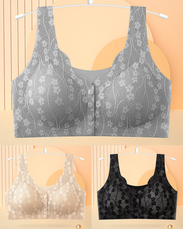 😍【Πακέτο 6 τεμαχίων】【40-100kg】Γυναικείο σουτιέν underwire με κουμπιά μπροστά