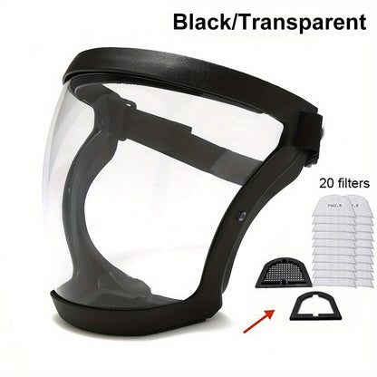 【1 μάσκα + 20 βαμβάκι φίλτρου】Διαφανής προστατευτική μάσκα υψηλής ανάλυσης, άνετη, αναπνεύσιμη και αντιθαμβωτική