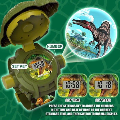 🦖🔥2 τεμάχια 21 ευρώ🔥Αγοράστε 1 και πάρτε 1 δωρεάν🔥Ρολόι προβολής δεινοσαύρων για παιδιά, 24 δυναμικές προβολές +🕰️ Μάθετε να λέτε την ώρα