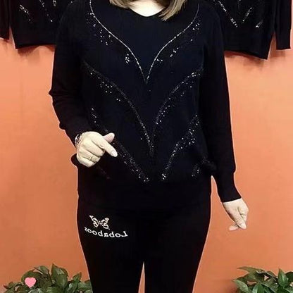 🔥【XL-6XL】Πλεκτό Πουλόβερ Αδυνατίσματος με Ελαστικό Ριχτό Ρίγες 2025