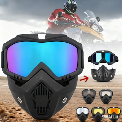 🔥 Προσφορά περιορισμένου χρόνου😎Κράνος μοτοσικλέτας με φακό PC, ιππασία, εξοπλισμός εκτός δρόμου, εξωτερική μάσκα Harley, γυαλιά