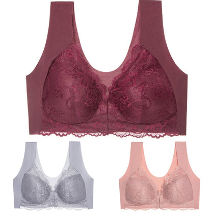 ✨Ειδική προσφορά περιορισμένης διάρκειας🔥【3 τεμάχια】 Μεγάλο μέγεθος με μπροστινό κούμπωμα, σέξι, χωρίς μπανέλα, σουτιέν με όμορφη πλάτη