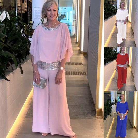 🥰【S-3XL】Νέο σετ παντελονιών με στρογγυλή λαιμόκοψη 2025 με φαρδύ πόδι