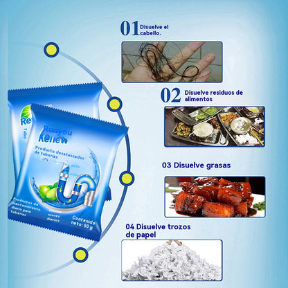 💪💪Ισχυρό καθαριστικό αποχετεύσεων, κατάλληλο για τη διάλυση και τη διάβρωση φραγμένων λιπών σε τουαλέτες, αποχετεύσεις δαπέδου, υπονόμους και κουζίνες.