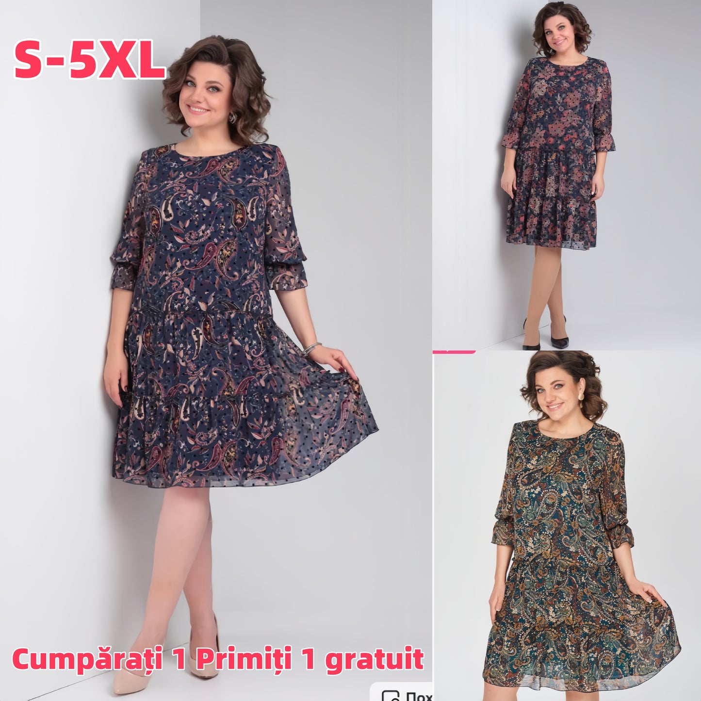 【🥇 Best Seller】💥👗【S-5XL】 Νέο ανοιξιάτικο εμπριμέ φόρεμα 2025