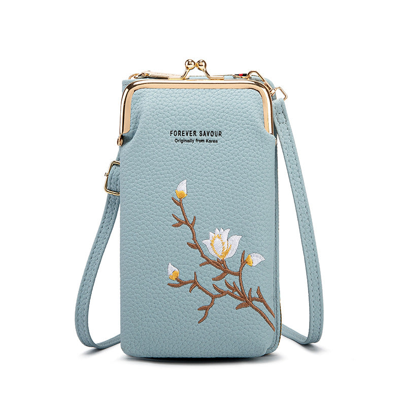 👜 Γυναικείο Πορτοφόλι Crossbody από Δέρμα Βοδινό με Κέντημα και Λουράκι Ώμου του 2025🎁