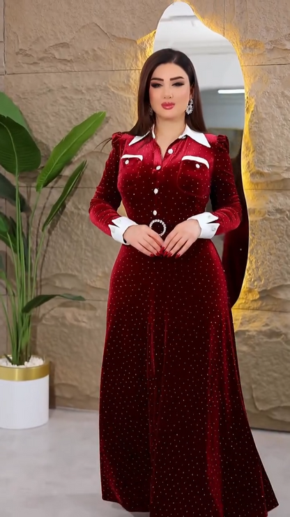 🔥【S-5XL】Νέο vintage βελούδινο φόρεμα του 2025 💎| Κάθε σώμα δείχνει υπέροχο με αυτό!✨