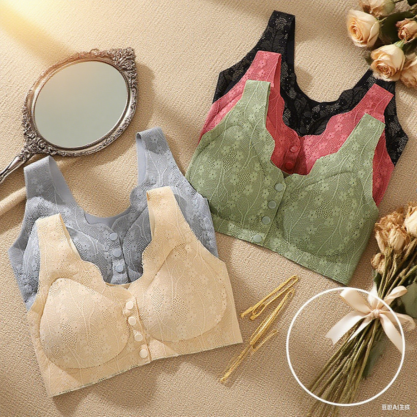 😍【Πακέτο 6 τεμαχίων】【40-100kg】Γυναικείο σουτιέν underwire με κουμπιά μπροστά