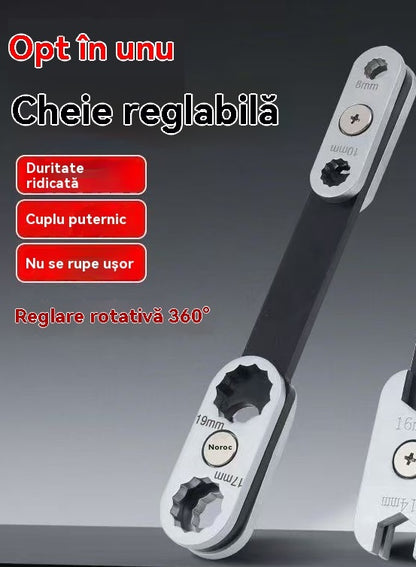 Σταθερό κλειδί οκτώ σε ένα, περιστρεφόμενο 360 μοίρες και ρυθμιζόμενο