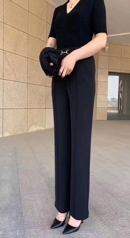 49% OFF💥【M-4XL】🔥Νέο ίσιο παντελόνι υψηλής ποιότητας, παντελόνι casual καλοκαιρινό παντελόνι, απλό λεπτό ψηλόμεσο παντελόνι