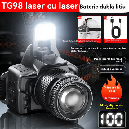 💡【Χαμηλή τιμή για περιορισμένο χρονικό διάστημα】Ισχυρός φακός κεφαλής με αισθητήρα κίνησης και ζουμ, επαναφορτιζόμενη μπαταρία και μεγάλη διάρκεια ζωής