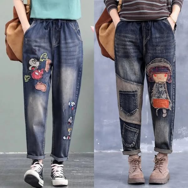 🔥【30% ΕΚΠΤΩΣΗ】【S-5XL】Μοδάτα γυναικεία τζιν με ελαστική μέση, μοντέρνα και άνετα, πολλά μεγέθη διαθέσιμα