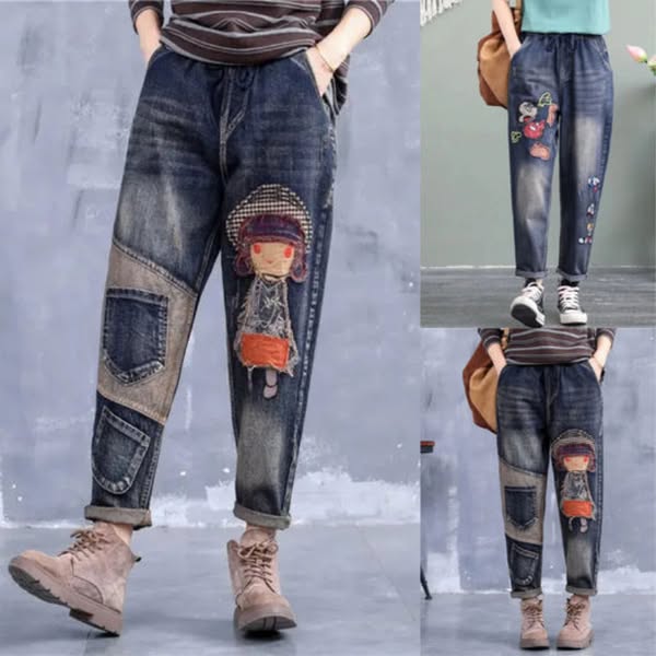 🔥【30% ΕΚΠΤΩΣΗ】【S-5XL】Μοδάτα γυναικεία τζιν με ελαστική μέση, μοντέρνα και άνετα, πολλά μεγέθη διαθέσιμα