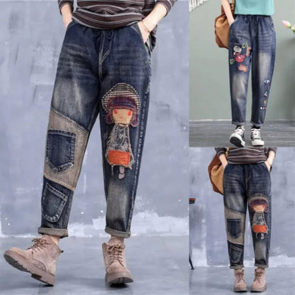 🔥【30% ΕΚΠΤΩΣΗ】【S-5XL】Μοδάτα γυναικεία τζιν με ελαστική μέση, μοντέρνα και άνετα, πολλά μεγέθη διαθέσιμα