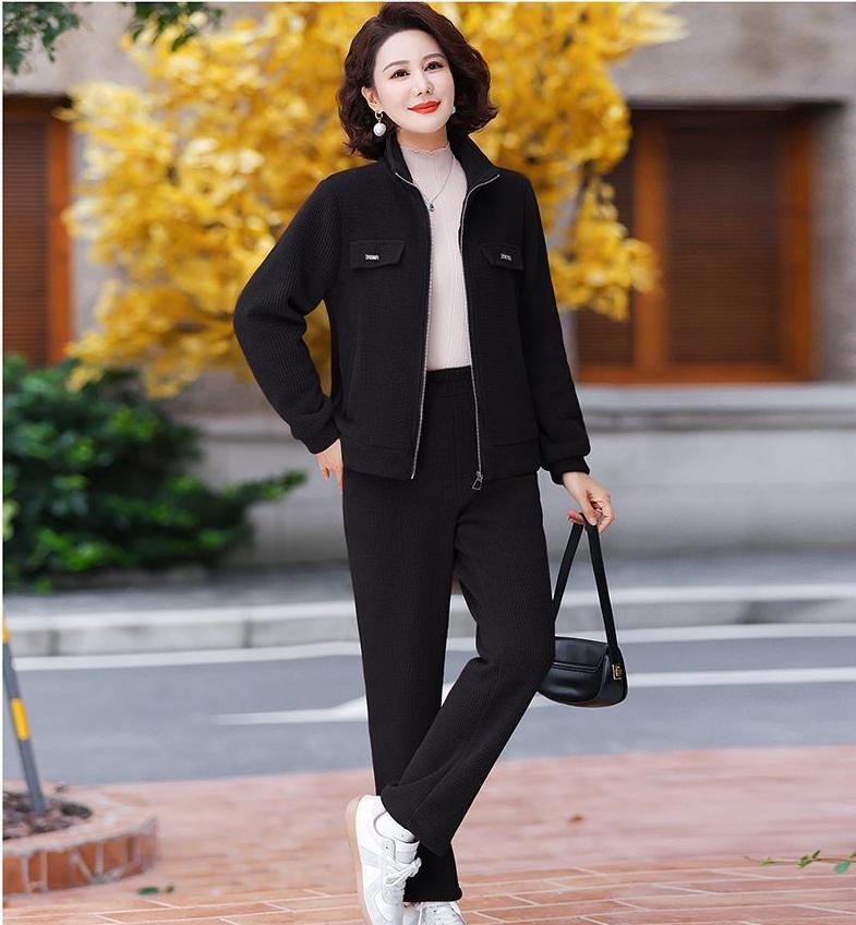 💥【M-4XL】Γυναικείο κοστούμι casual βελούδινο παχύ (τζακάκι + παντελόνι)