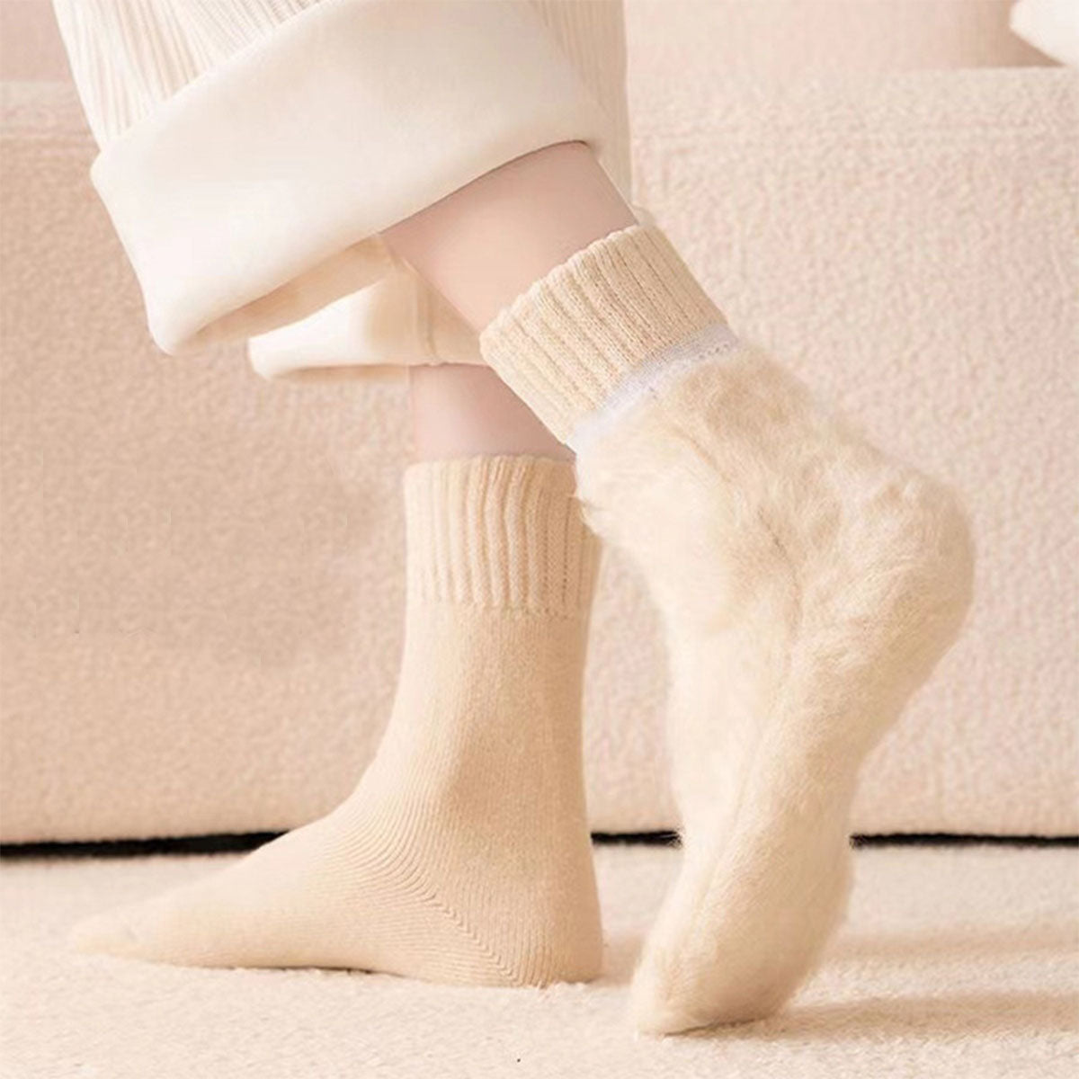 🔥😍Ειδική προσφορά περιορισμένης διάρκειας🧦【3 ζεύγη】Χειμερινές παχύτερες ζεστές κάλτσες Mid-Calf