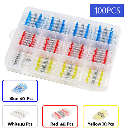 【100/200 τεμάχια】 Πολυλειτουργικό χιτώνιο στεγανοποίησης επισκευής θραύσης καλωδίων, κιτ συρμάτινου συνδετήρα θερμικής συρρίκνωσης