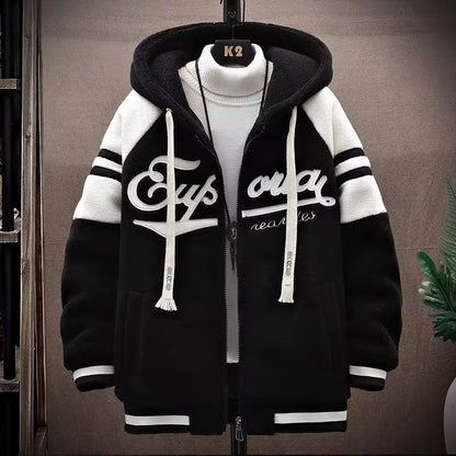 【50% έκπτωση, S-3XL】🔥Ανδρικό χειμωνιάτικο, χοντρό, ζεστό παλτό από μαλλί αρνιού