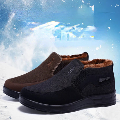 🦶【38-47】Νέες ανδρικές χειμερινές μπότες από χοντρό φλις, αντιολισθητικές, μαλακές βαμβακερές μπότες