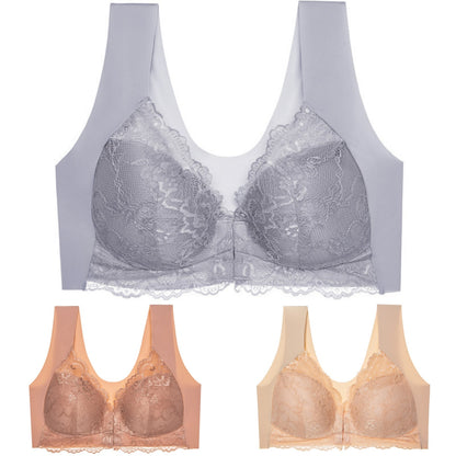 ✨Ειδική προσφορά περιορισμένης διάρκειας🔥【3 τεμάχια】 Μεγάλο μέγεθος με μπροστινό κούμπωμα, σέξι, χωρίς μπανέλα, σουτιέν με όμορφη πλάτη