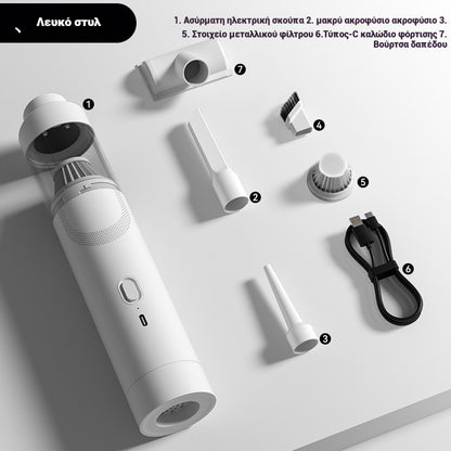 🔥【Σετ 7 τεμαχίων】👍Υπερ-ισχυρή φορητή ηλεκτρική σκούπα αναρρόφησης, φορητός φυσητήρας σκόνης✅