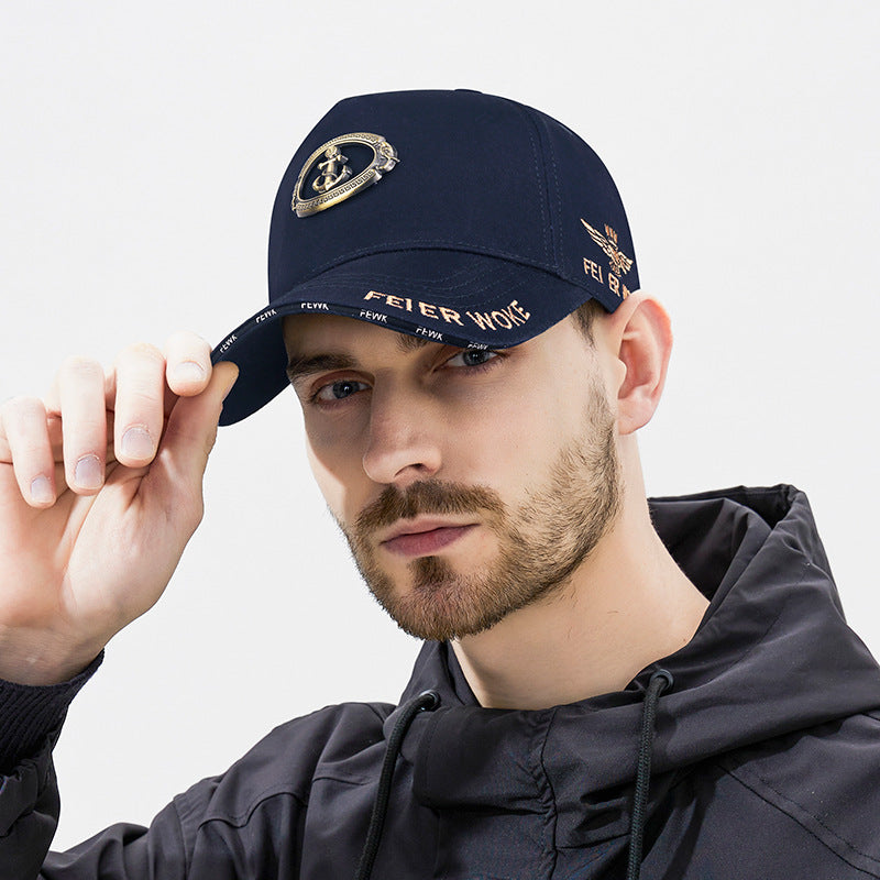 🔥😍Ειδική προσφορά🧢Αυθεντικό καπέλο μπέιζμπολ με μεταλλικό λογότυπο Anchor, Πεντάφυλλο καπέλο προστασίας από τον ήλιο, Ψηλή σόλα