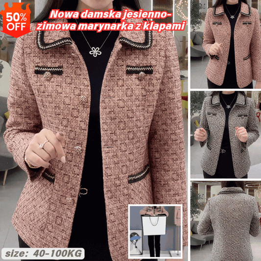 🔥🔥💥【M-4XL】【40-100KG】💖Νέο γυναικείο φθινοπωρινό και χειμερινό μπουφάν με πέτα