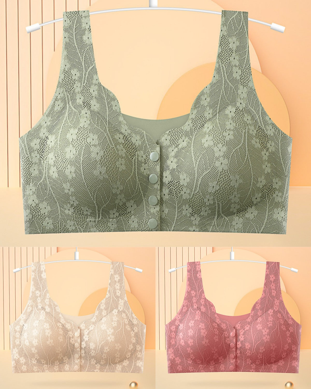 😍【Πακέτο 6 τεμαχίων】【40-100kg】Γυναικείο σουτιέν underwire με κουμπιά μπροστά