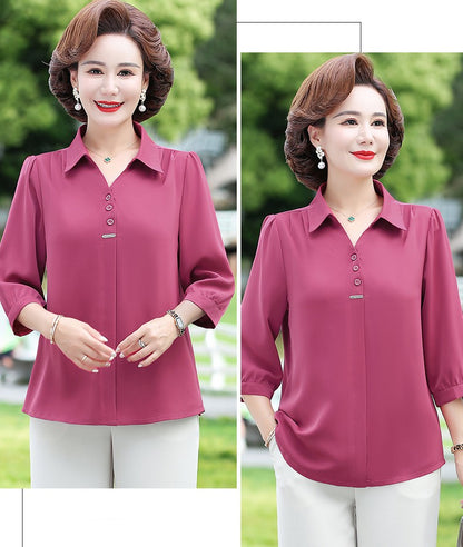 💓💓【50-90kg】2025 Νέο φθινοπωρινό μακρυμάνικο πουκάμισο σιφόν