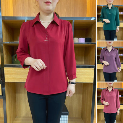 💓💓【50-90kg】2025 Νέο φθινοπωρινό μακρυμάνικο πουκάμισο σιφόν