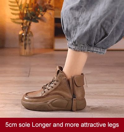 🔥✨【50% έκπτωση】Νέες φθινοπωρινές casual δερμάτινες μπότες Martin με χοντρή σόλα, μοντέρνες και άνετες