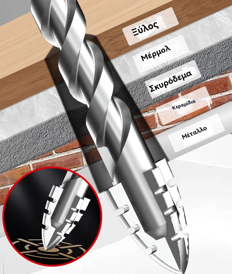 🥇【3+4+5+6+8+10+12mm】Έκκεντρο τρυπάνι έβδομης γενιάς από εξαιρετικά σκληρό χάλυβα βολφραμίου με οδοντωτή άκρη