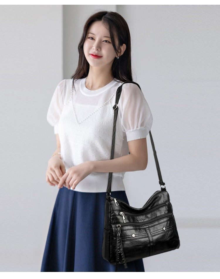 🔥【Προσφορά περιορισμένης διάρκειας】🔥Όμορφη, μαλακή δερμάτινη τσάντα με πολλαπλές τσέπες