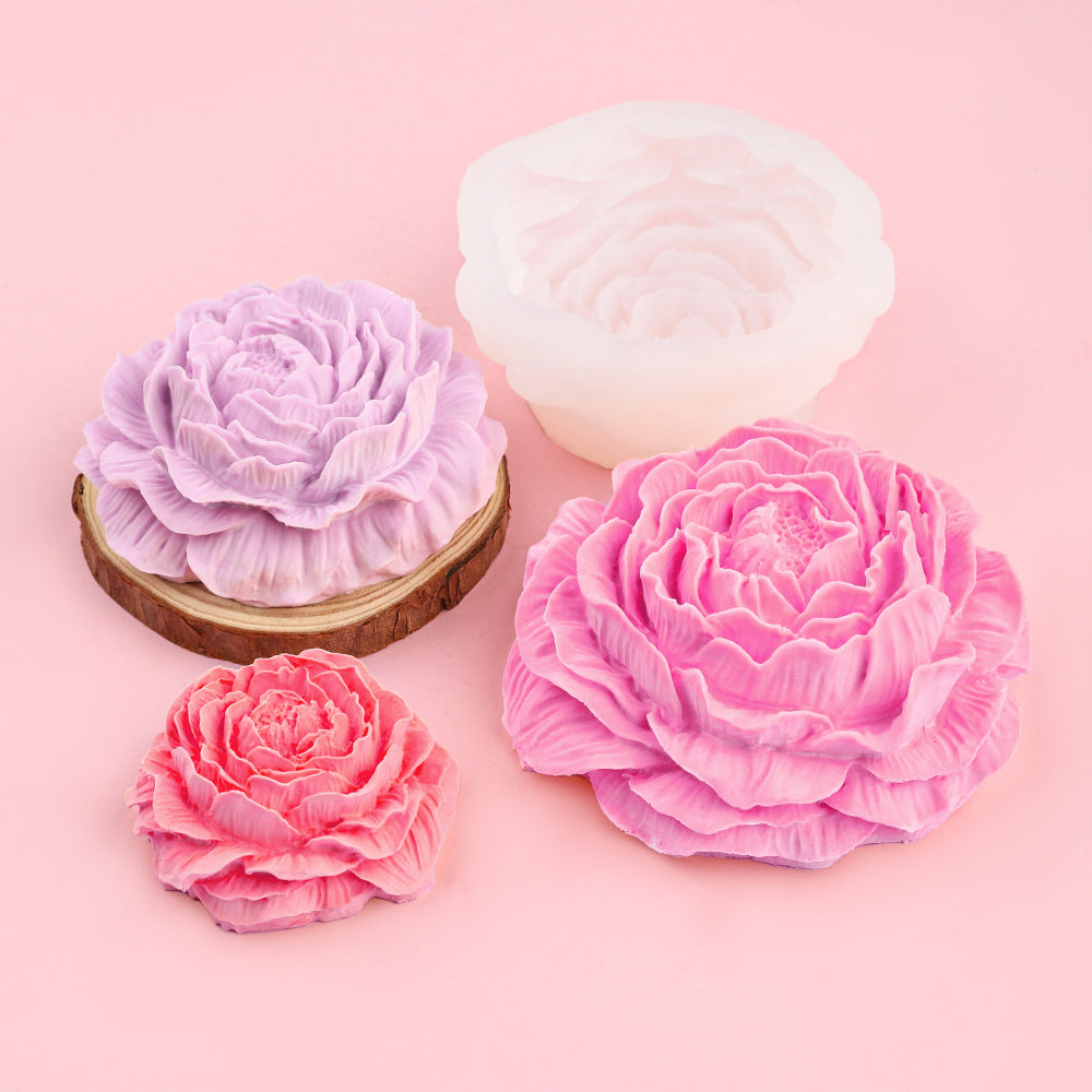 🌸Μεγάλο, μεσαίο και μικρό 3D σιλικόνης καλούπι για πέταλο παιωνίας, DIY αρωματοθεραπευτικό κερί, διαχύτης για αυτοκίνητο, διακοσμητικά από πέτρες και κόλλα