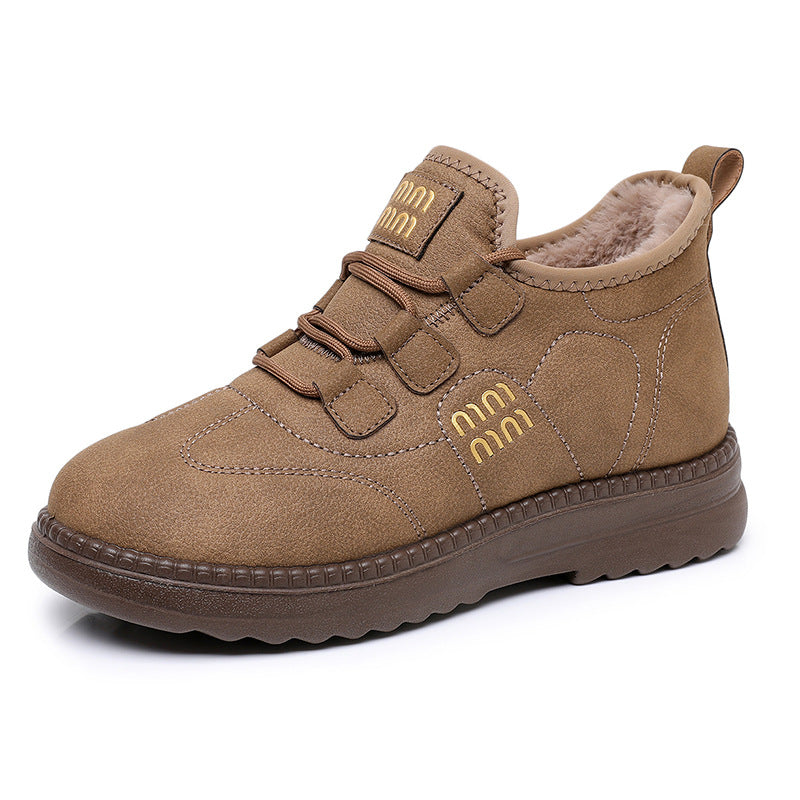 🔥【Ειδική προσφορά】【35-41】Χειμώνας 2025, βελούδινες και ζεστές μπότες χιονιού νέου στυλ, άνετες και αντιολισθητικές χοντρές σόλες που δεν θα κουράσουν τα πόδια σας