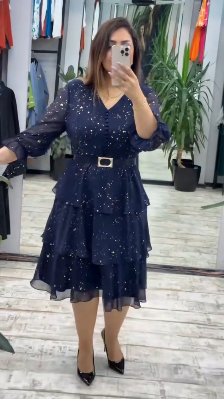 🔥【S-5XL】Φόρεμα από σιφόν σε φαρδιά γραμμή για μεγάλα μεγέθη | Άνετο και αναπνεύσιμο, πολύ κατάλληλο για το καλοκαίρι