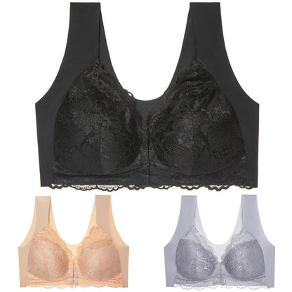 ✨Ειδική προσφορά περιορισμένης διάρκειας🔥【3 τεμάχια】 Μεγάλο μέγεθος με μπροστινό κούμπωμα, σέξι, χωρίς μπανέλα, σουτιέν με όμορφη πλάτη