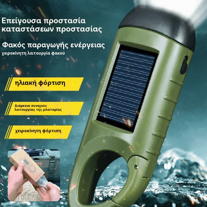 【Προσφορά περιορισμένης διάρκειας】⚡Φακός με ηλιακό πάνελ και χειροκίνητη φόρτιση – ιδανική φορητή γεννήτρια για έκτακτες ανάγκες και περιπέτειες!