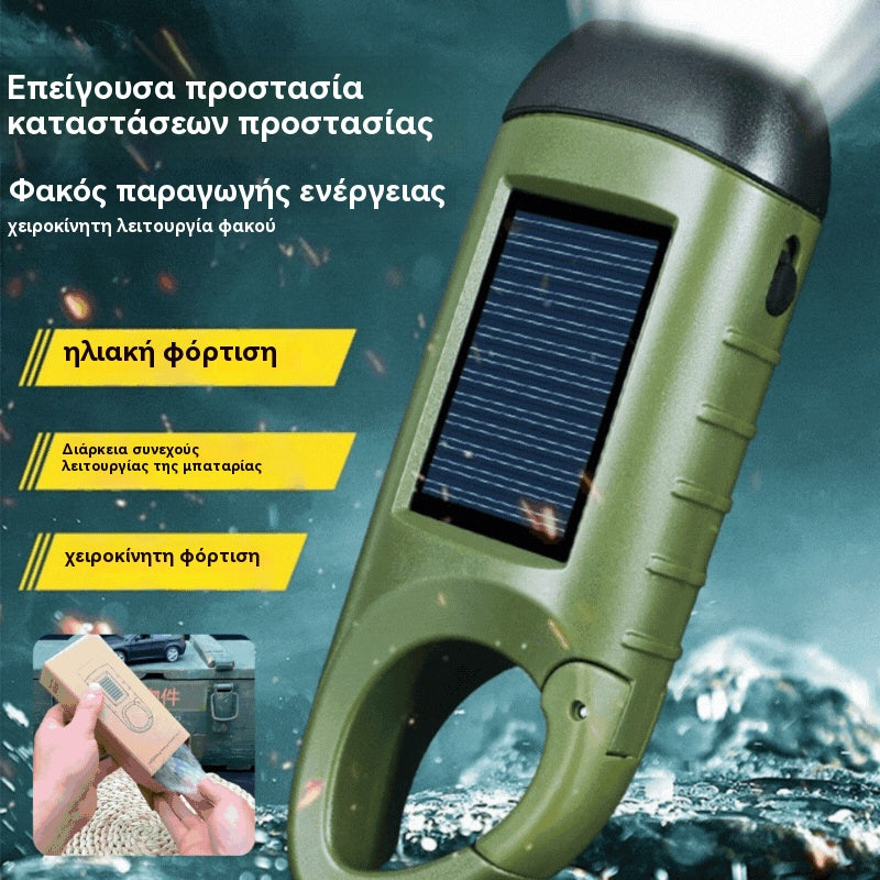【Προσφορά περιορισμένης διάρκειας】⚡Φακός με ηλιακό πάνελ και χειροκίνητη φόρτιση – ιδανική φορητή γεννήτρια για έκτακτες ανάγκες και περιπέτειες!
