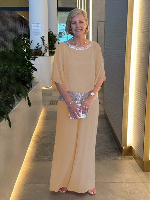 🥰【S-3XL】Νέο σετ παντελονιών με στρογγυλή λαιμόκοψη 2025 με φαρδύ πόδι