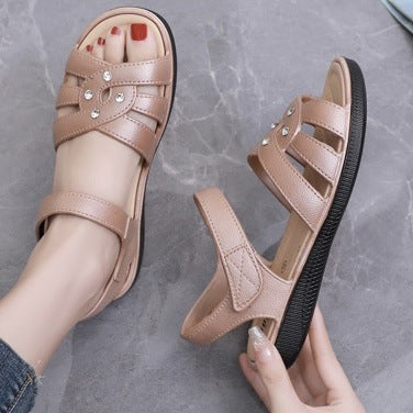 【36-40】2025νέο στυλ σφηνοειδές τακούνι μαλακή σόλα αναπνεύσιμη γυναικεία σανδάλια