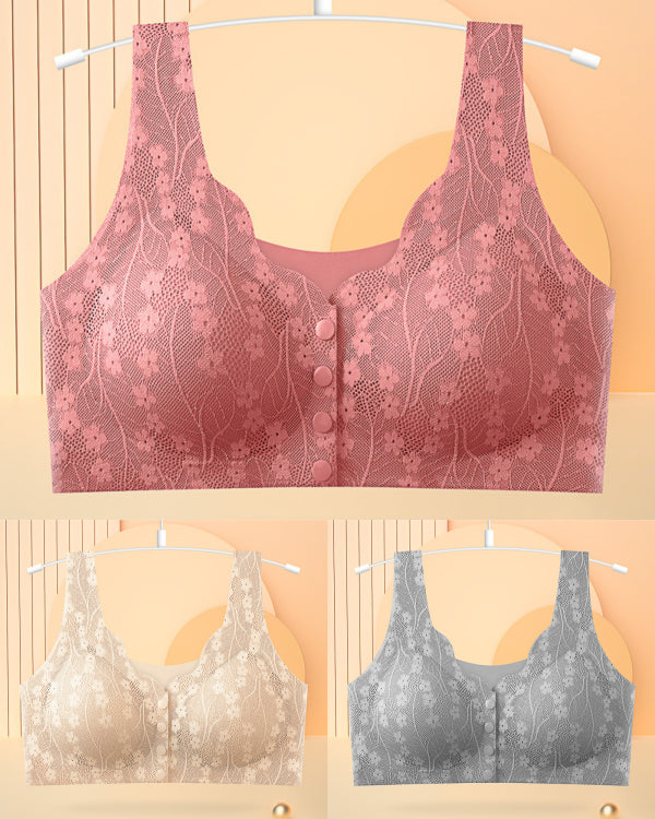 😍【Πακέτο 6 τεμαχίων】【40-100kg】Γυναικείο σουτιέν underwire με κουμπιά μπροστά