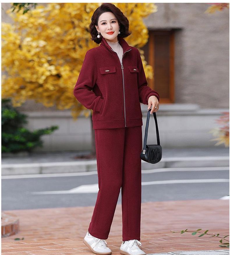 💥【M-4XL】Γυναικείο κοστούμι casual βελούδινο παχύ (τζακάκι + παντελόνι)