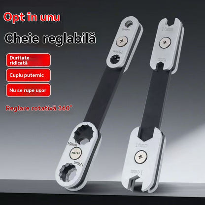 Σταθερό κλειδί οκτώ σε ένα, περιστρεφόμενο 360 μοίρες και ρυθμιζόμενο