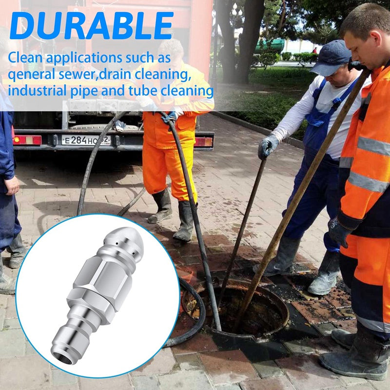 🛠️Ακροφύσιο υψηλής πίεσης από ανοξείδωτο ατσάλι με μπροστινό ακροφύσιο γρήγορης σύνδεσης 1/4 και έξι πίσω ακροφύσια για καθαρισμό και απόφραξη αποχετεύσεων