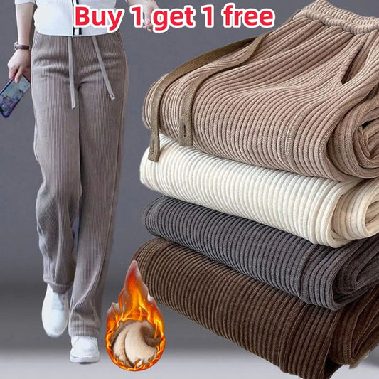❤【Χαμηλή τιμή για περιορισμένο χρονικό διάστημα】【M-3XL】Νέο βελούδινο casual παντελόνι με φαρδιά μπατζάκια, πολύ άνετο στη χρήση.